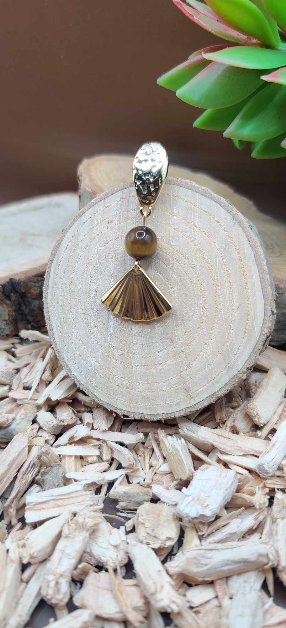 Boucles d'oreilles éventail doré