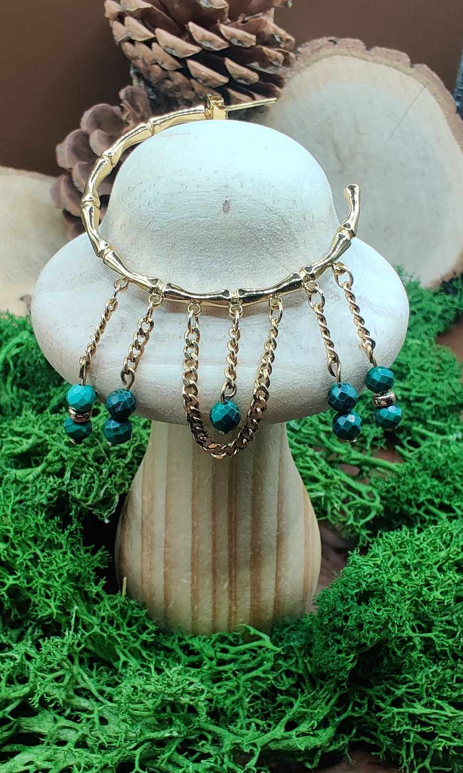 Créoles dorées chaine Malachite