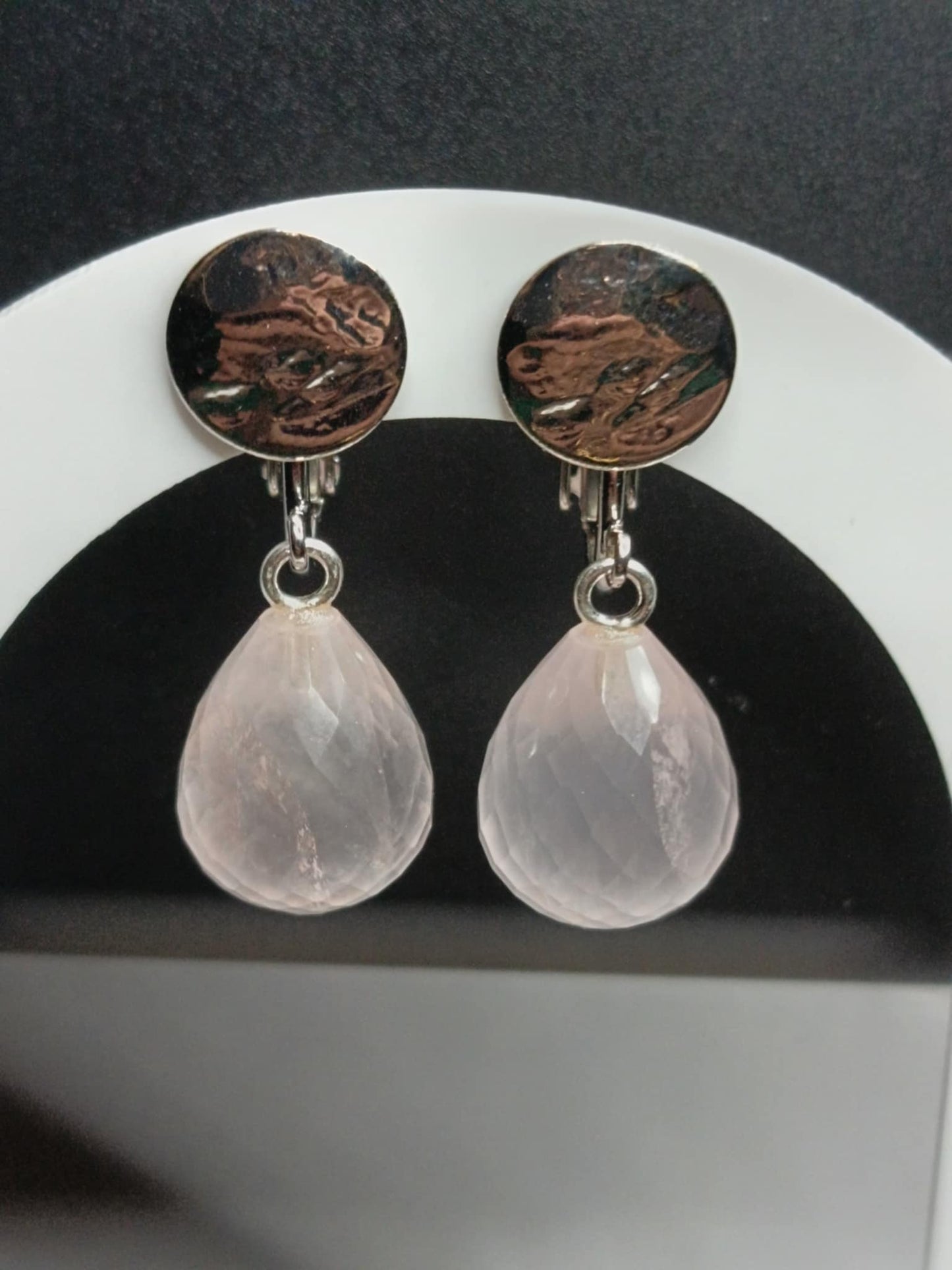 Clips d'oreilles argentés & pierres au choix