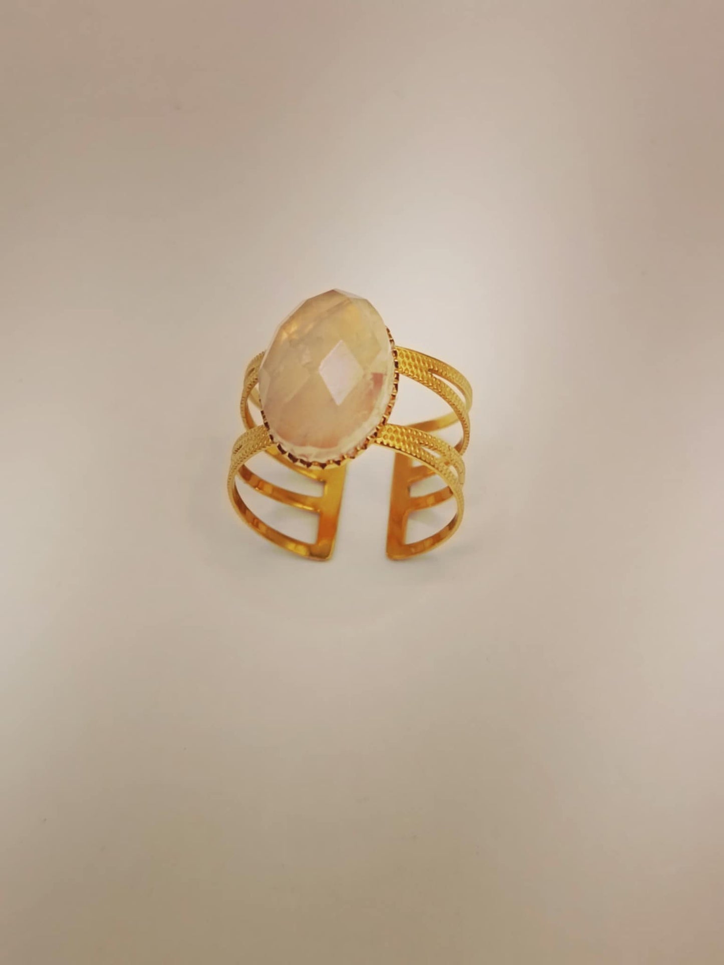 Bague dorée/argentée double et pierre au choix