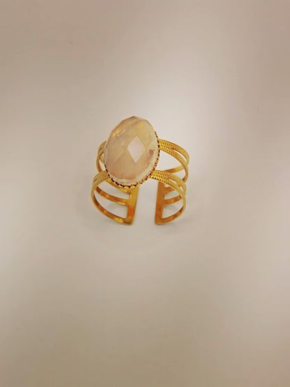 Bague dorée/argentée double et pierre au choix