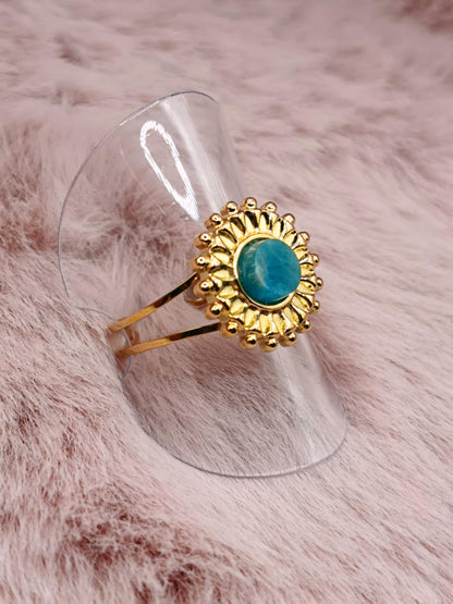 Bague soleil doré & Apatite