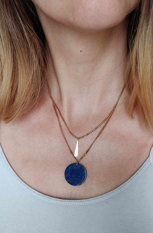 Collier double goutte/ Lapis lazuli