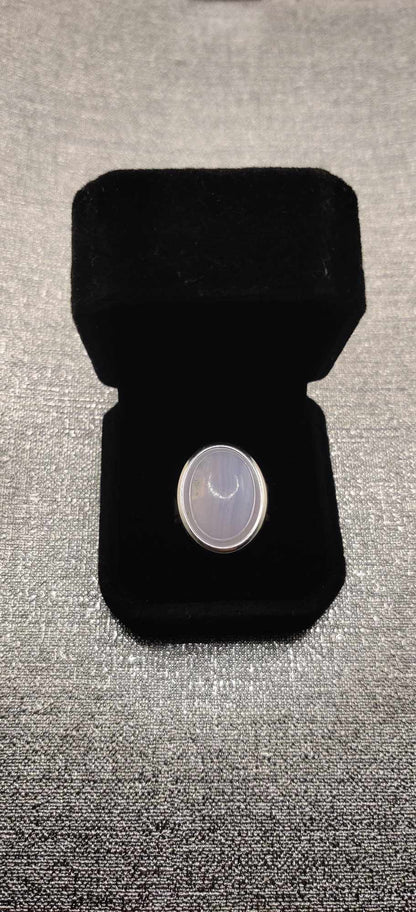 Bague argent 925 & Agate dentelle bleue XL