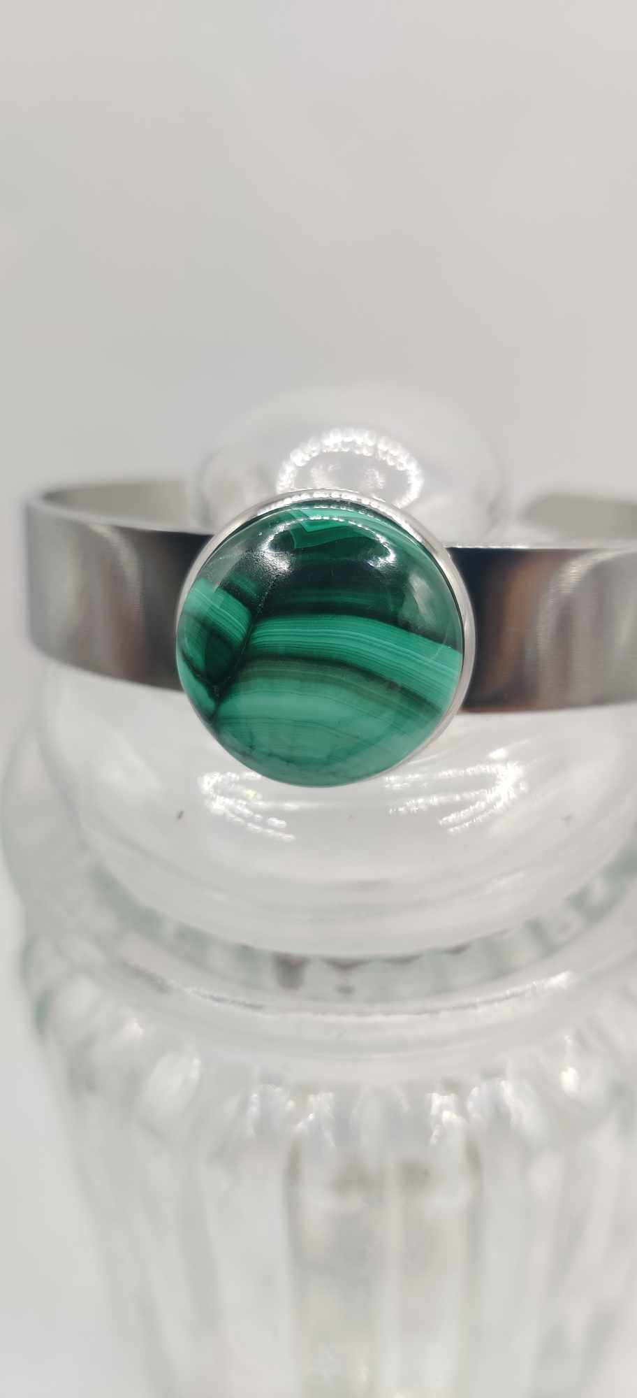 Bracelet argenté Malachite XL