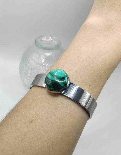 Bracelet argenté Malachite XL