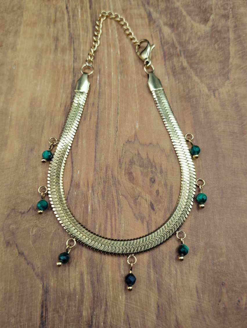Bracelet maille serpent et malachite