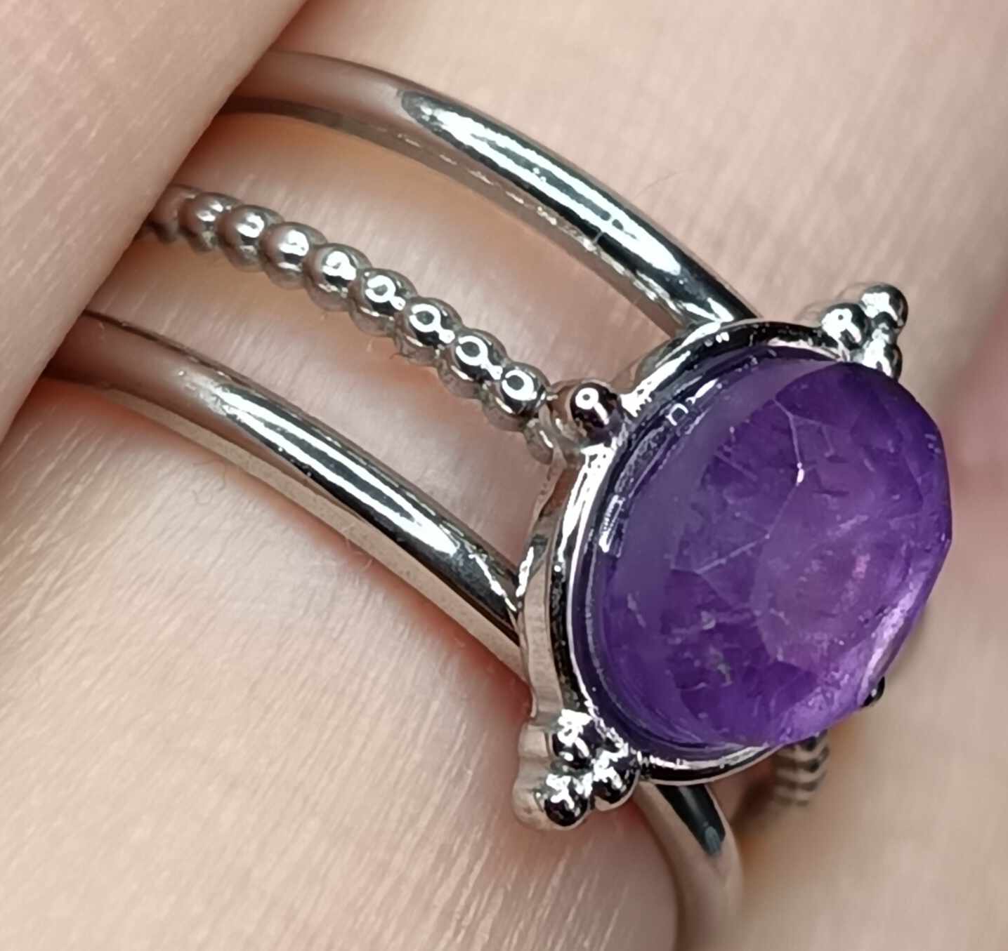 Bague argentée 3 branches & 11 pierres au choix