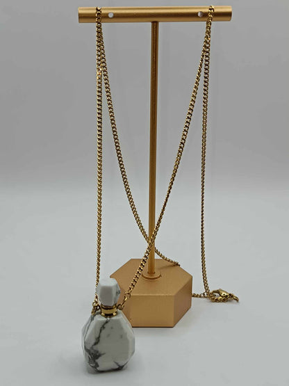 Collier fiole de parfum & Howlite