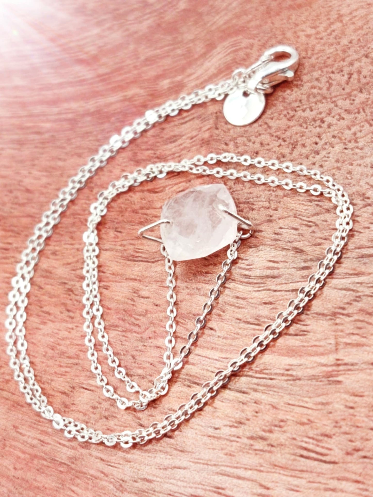 Collier argent 925 & Quartz rose