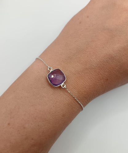 Bracelet maille argent pierre au choix