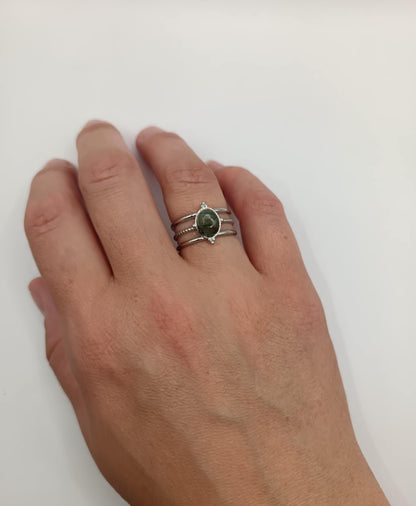 Bague argentée 3 branches & 11 pierres au choix