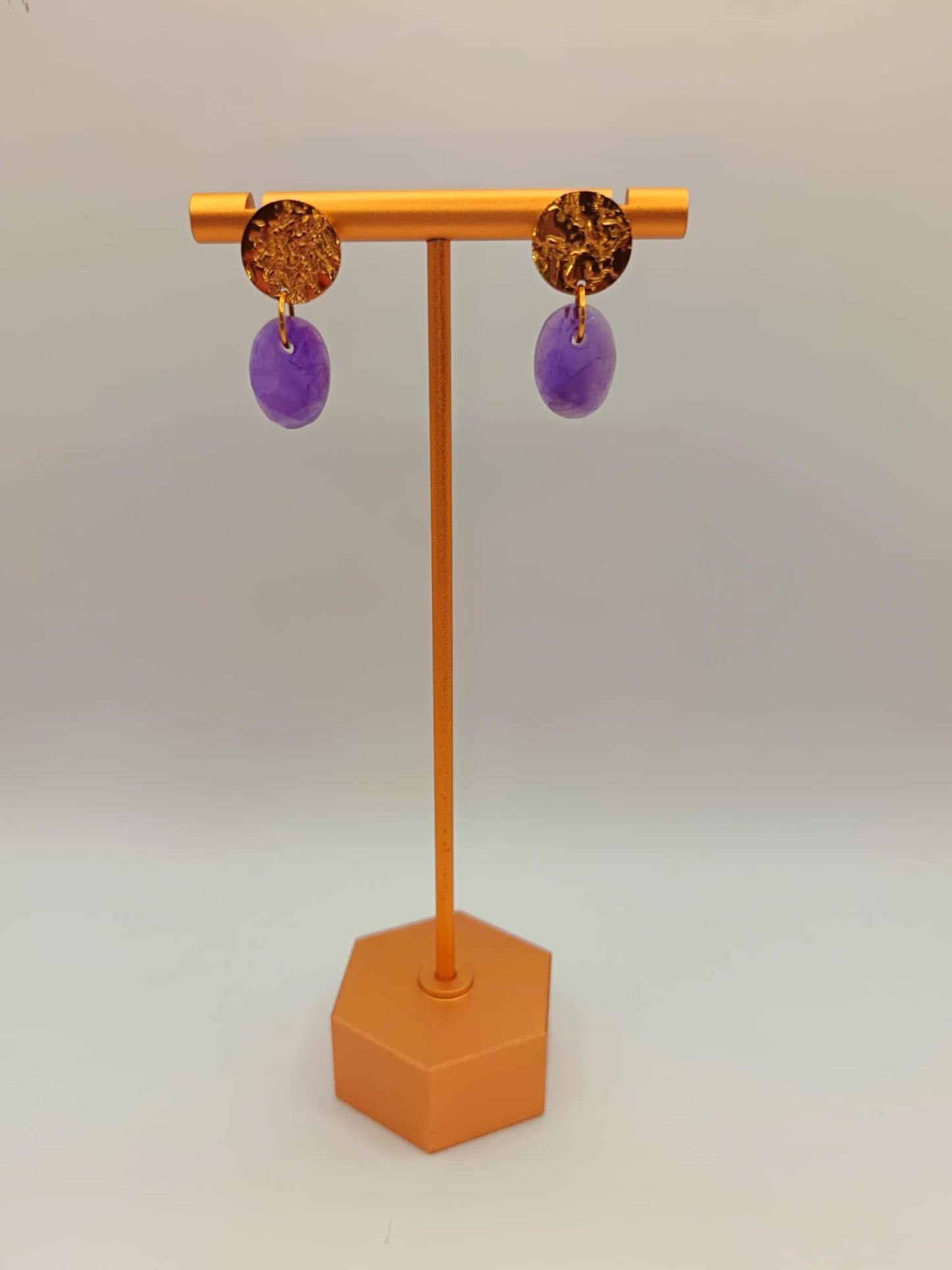 Clous d'oreilles dorés & Améthyste