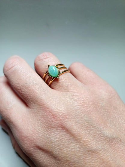 Bague dorée 3 branches & 12 pierres au choix