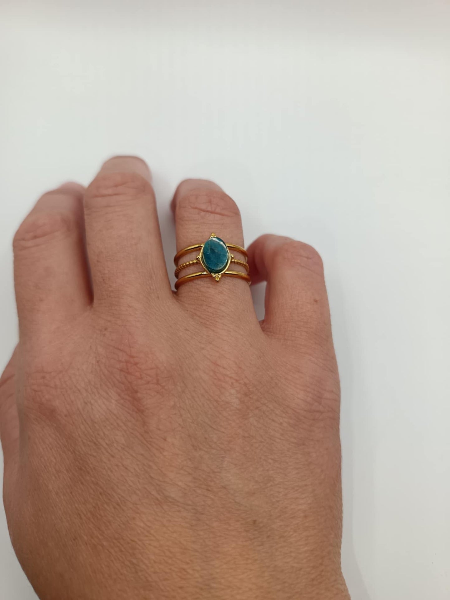 Bague dorée 3 branches & 12 pierres au choix