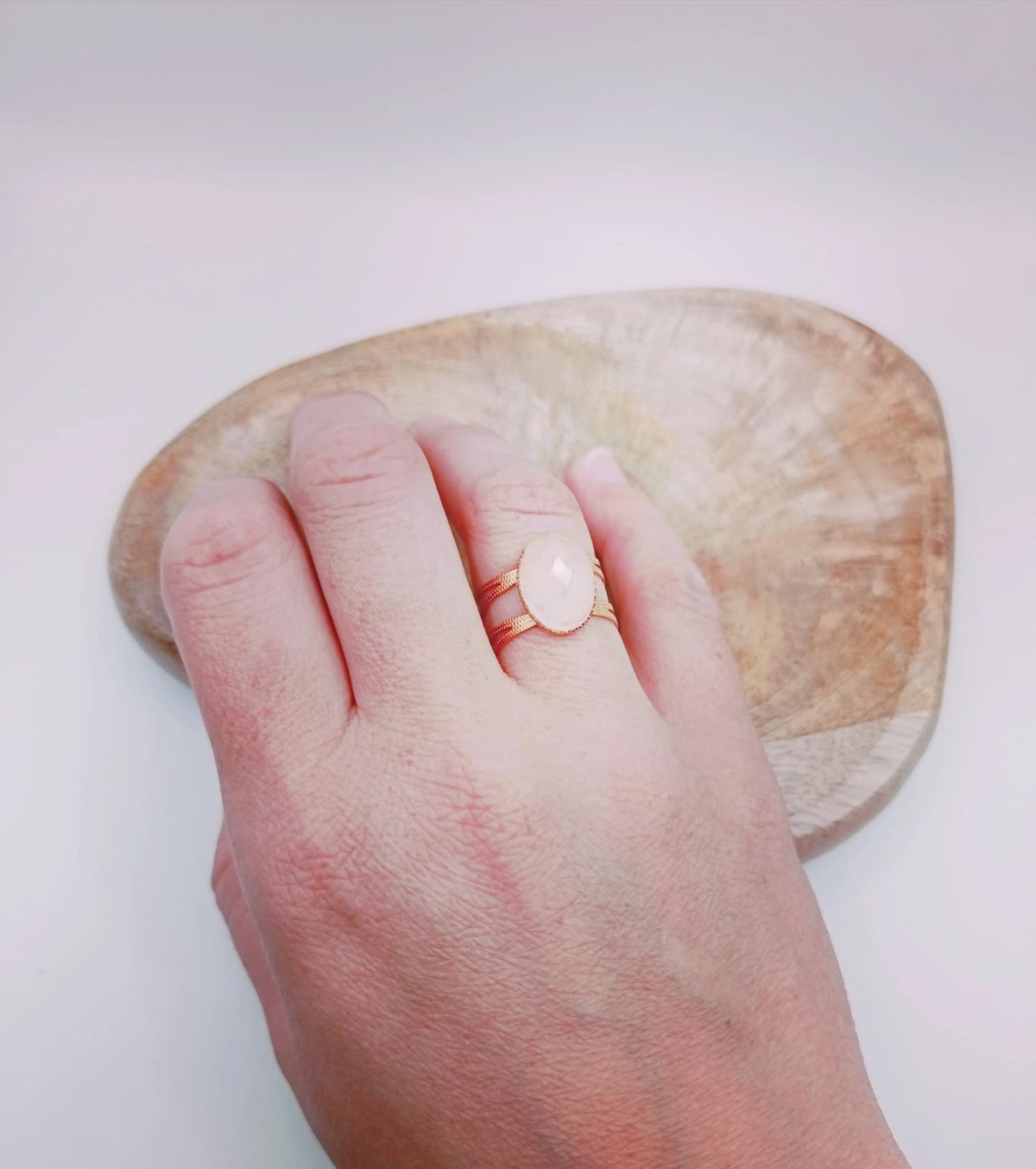 Bague dorée/argentée double et pierre au choix