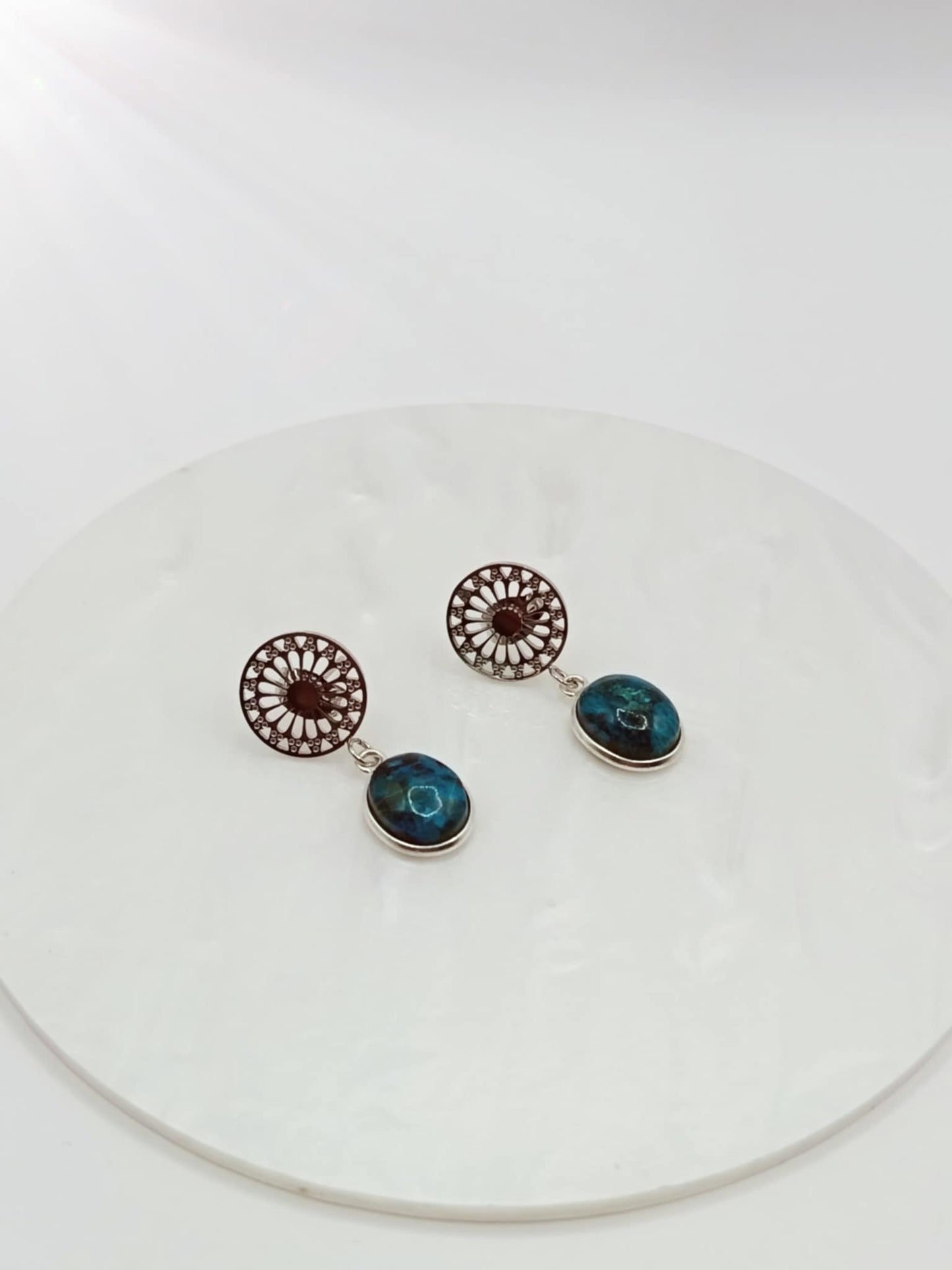 Boucles d'oreilles rosace et pierres au choix