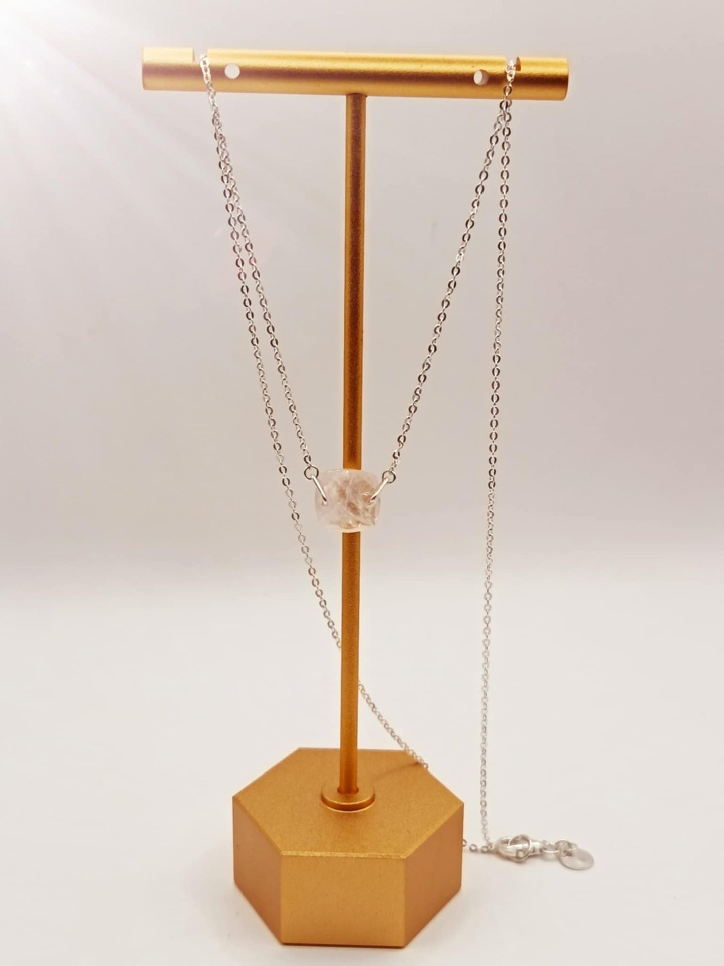 Collier argent 925 & Quartz rose