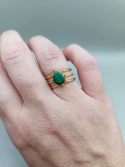 Bague dorée 3 branches & 12 pierres au choix