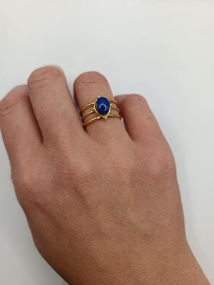 Bague dorée 3 branches & 12 pierres au choix