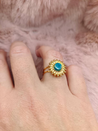 Bague soleil doré & Apatite