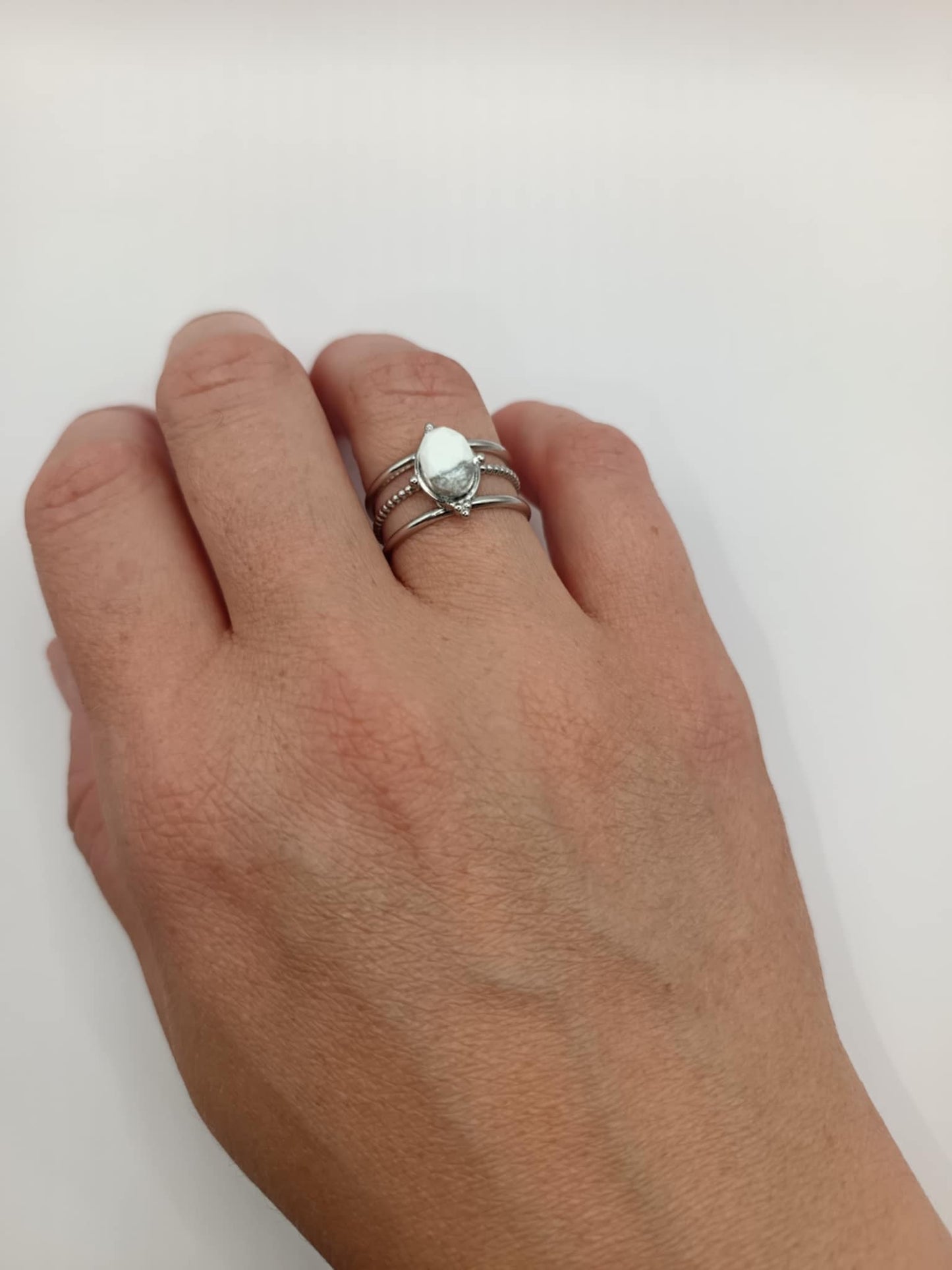 Bague argentée 3 branches & 11 pierres au choix