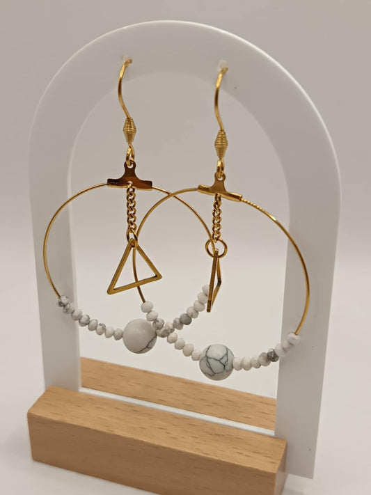 Créoles triangles Howlite