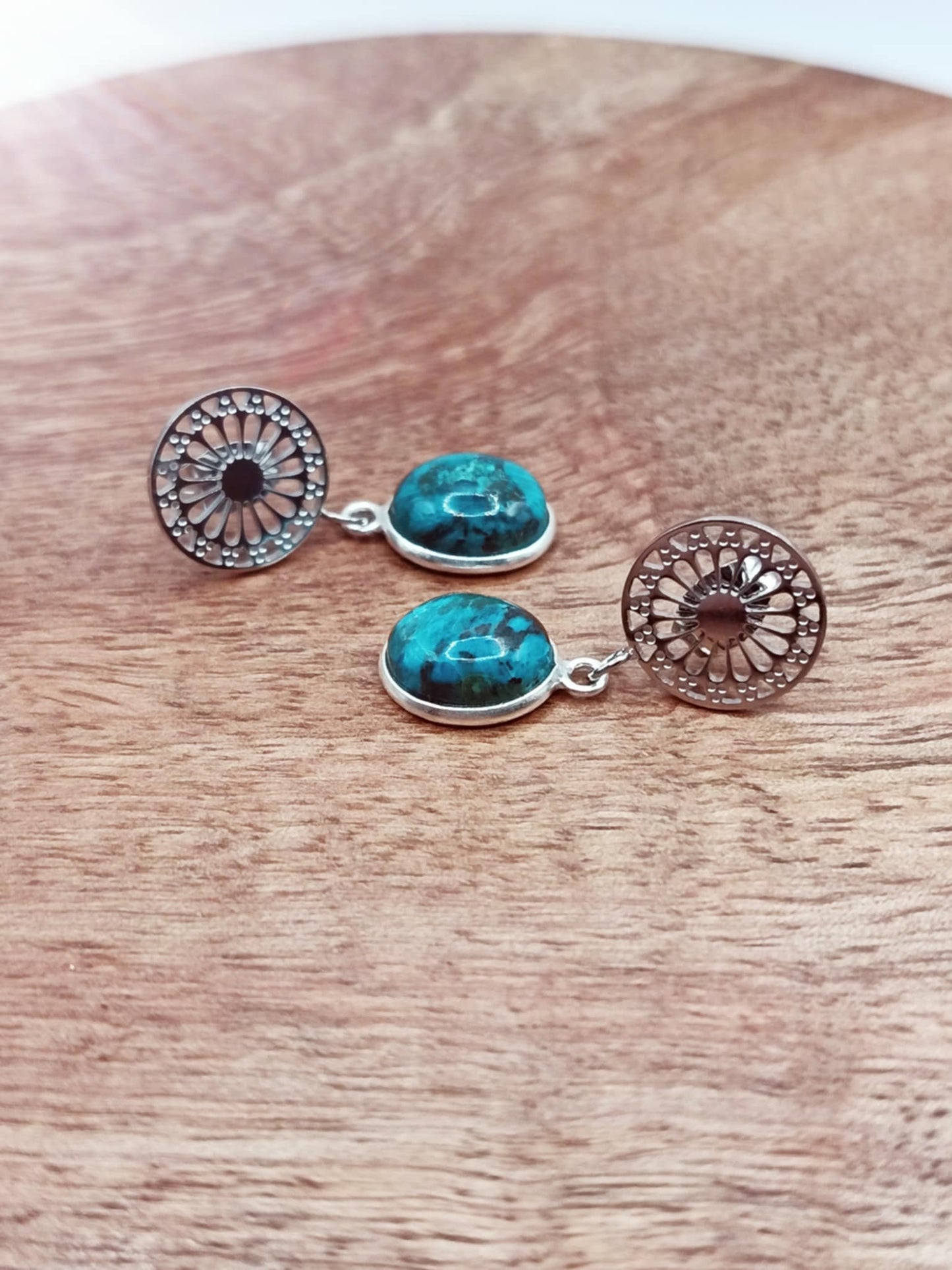 Boucles d'oreilles rosace et pierres au choix