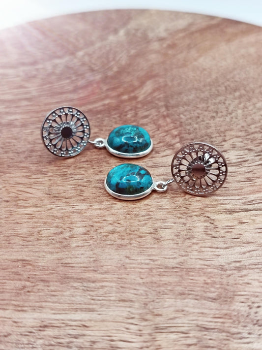 Boucles d'oreilles rosace et pierres au choix