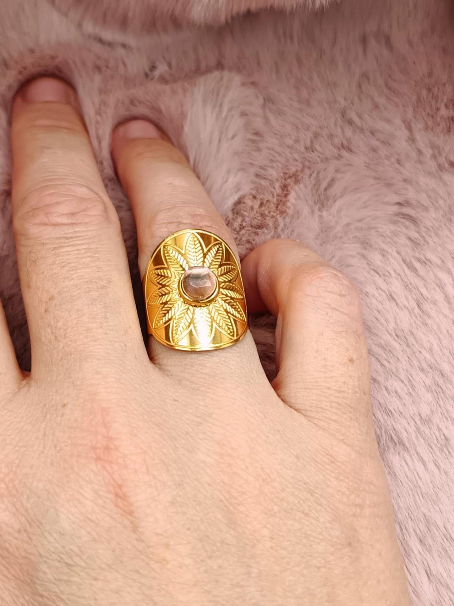 Bague soleil XL & Rhodochrosite