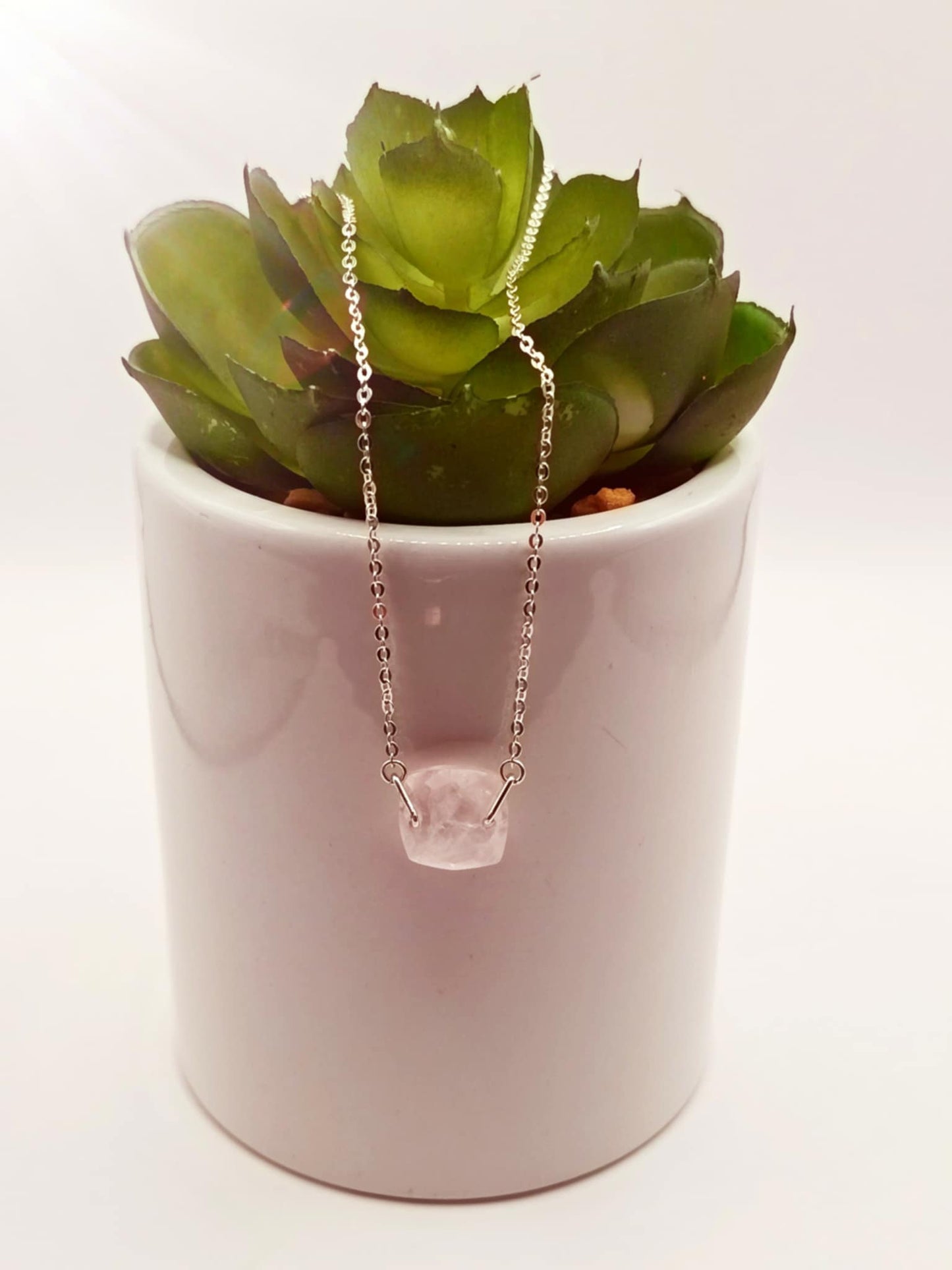 Collier argent 925 & Quartz rose