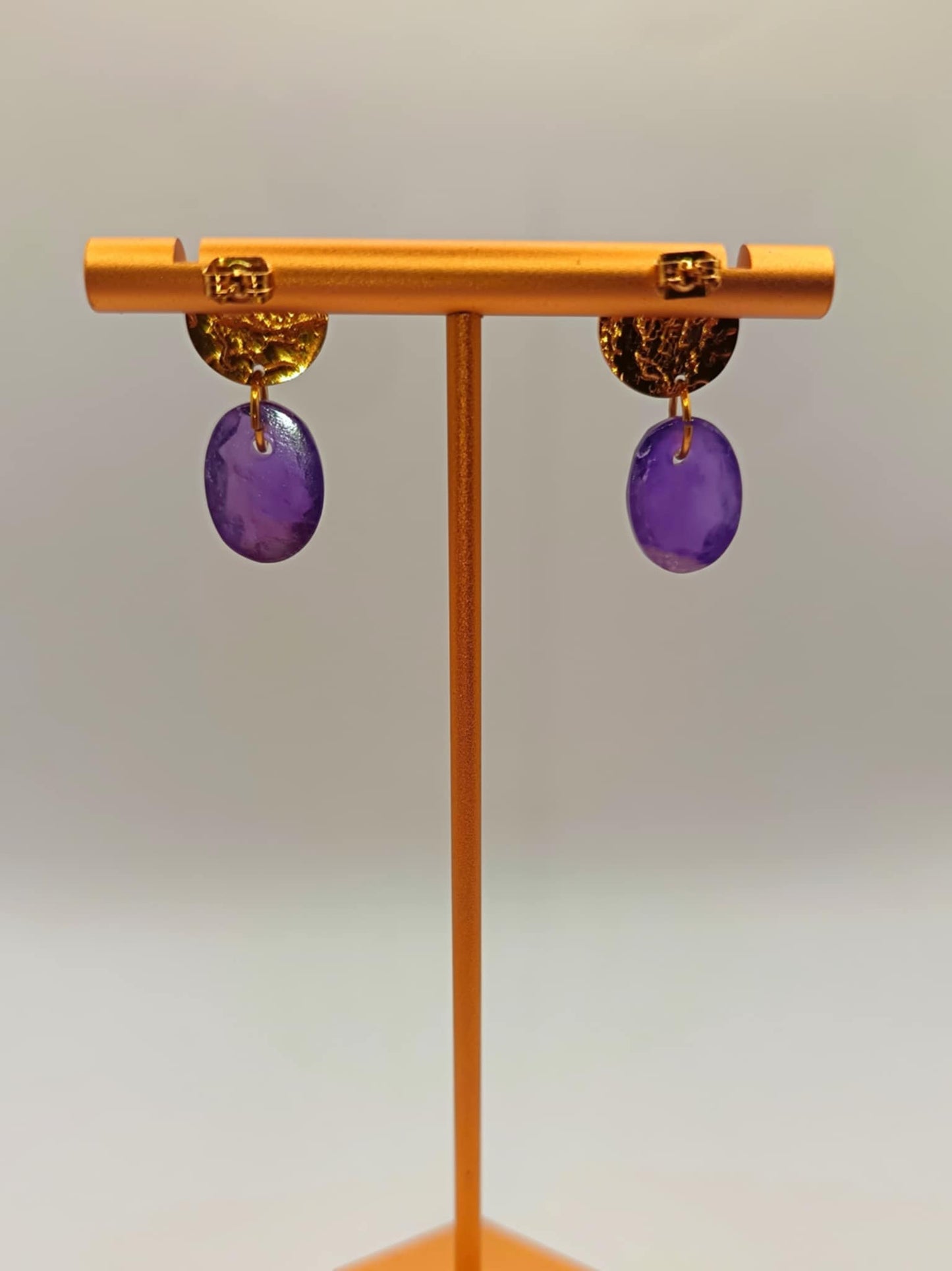 Clous d'oreilles dorés & Améthyste