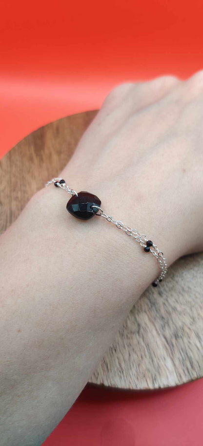 Bracelet argent duo d'onyx noir