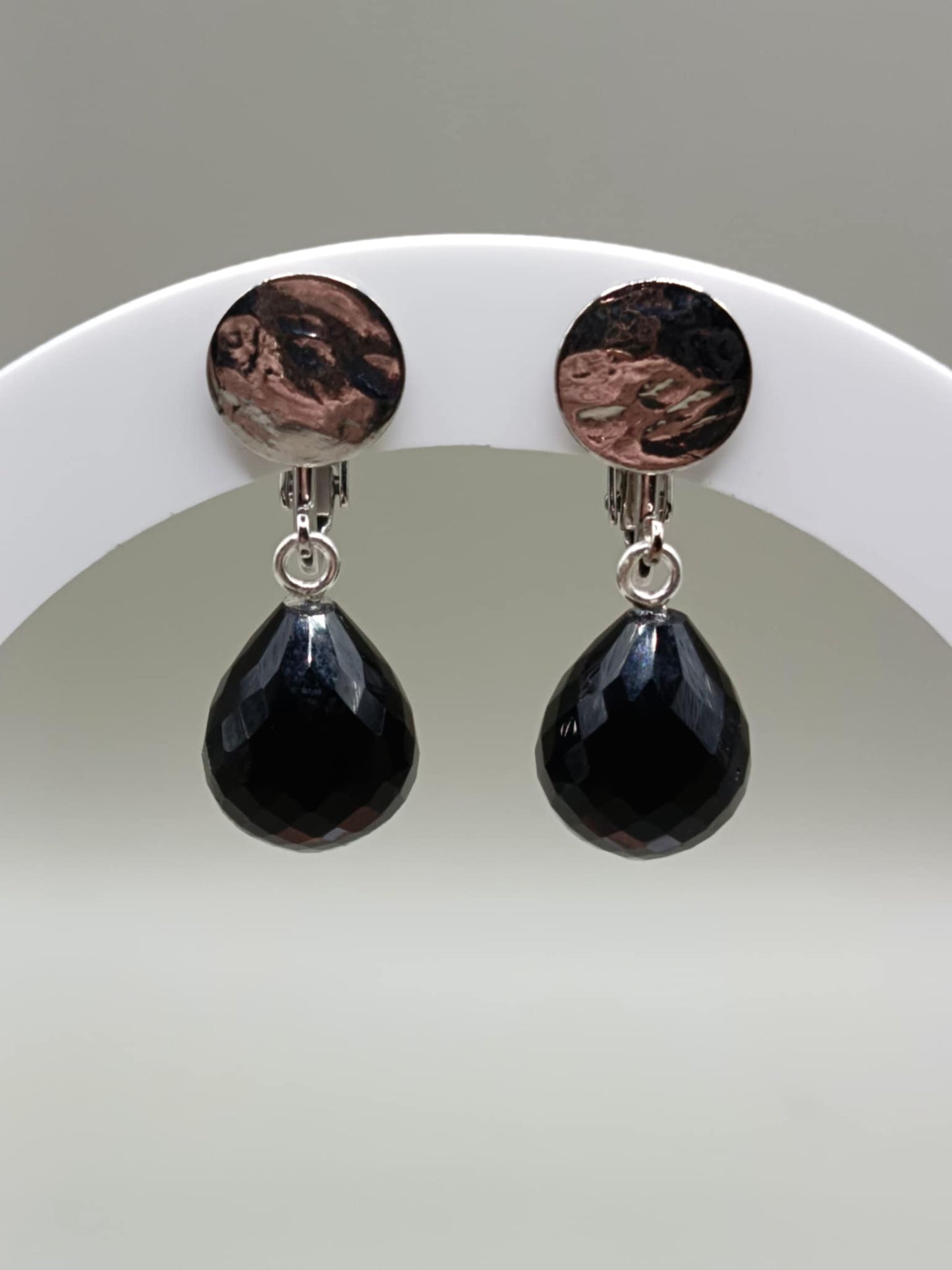 Clips d'oreilles argentés & pierres au choix