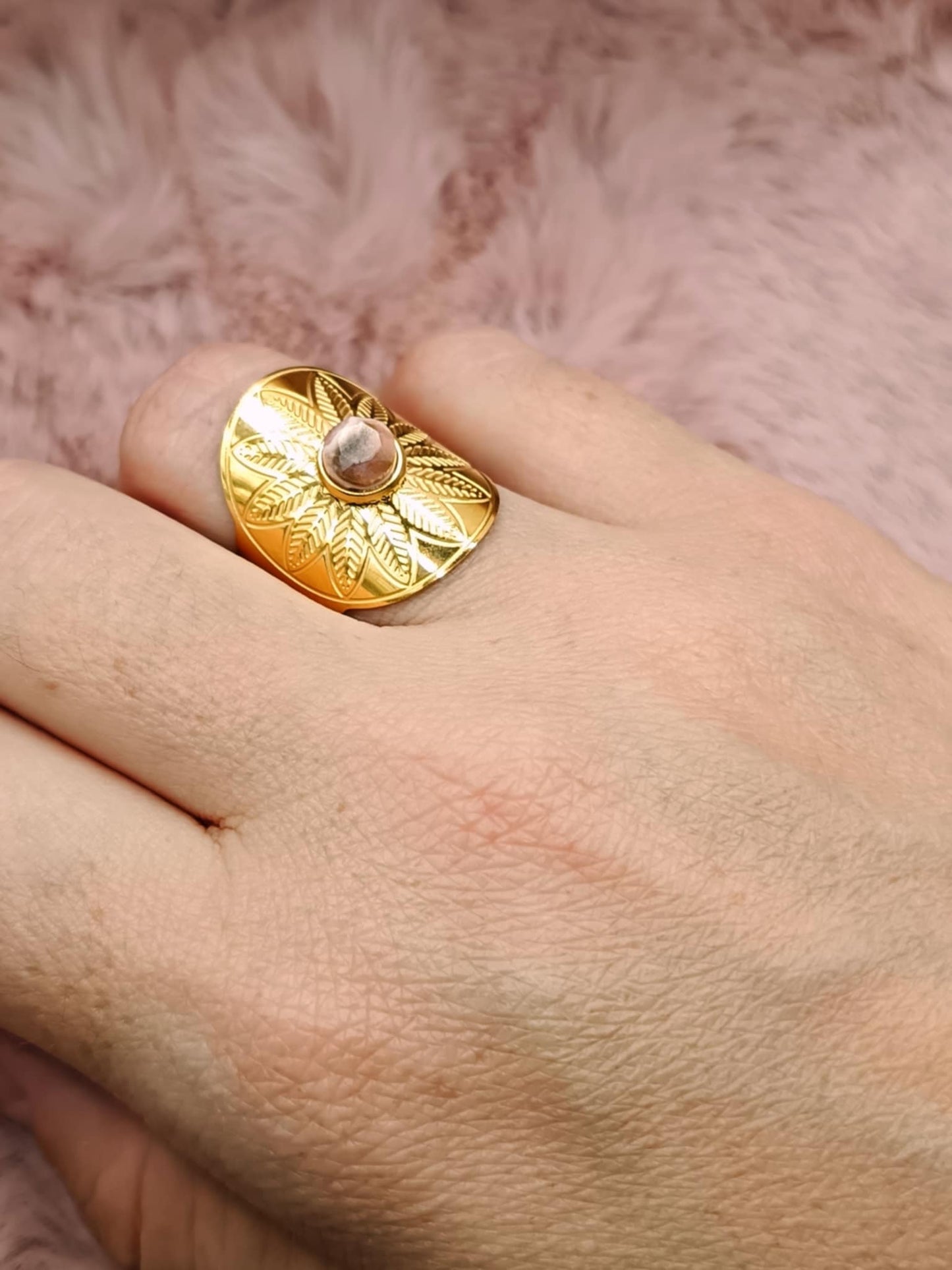 Bague soleil XL & Rhodochrosite