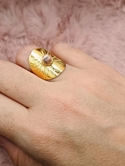 Bague soleil XL & Rhodochrosite
