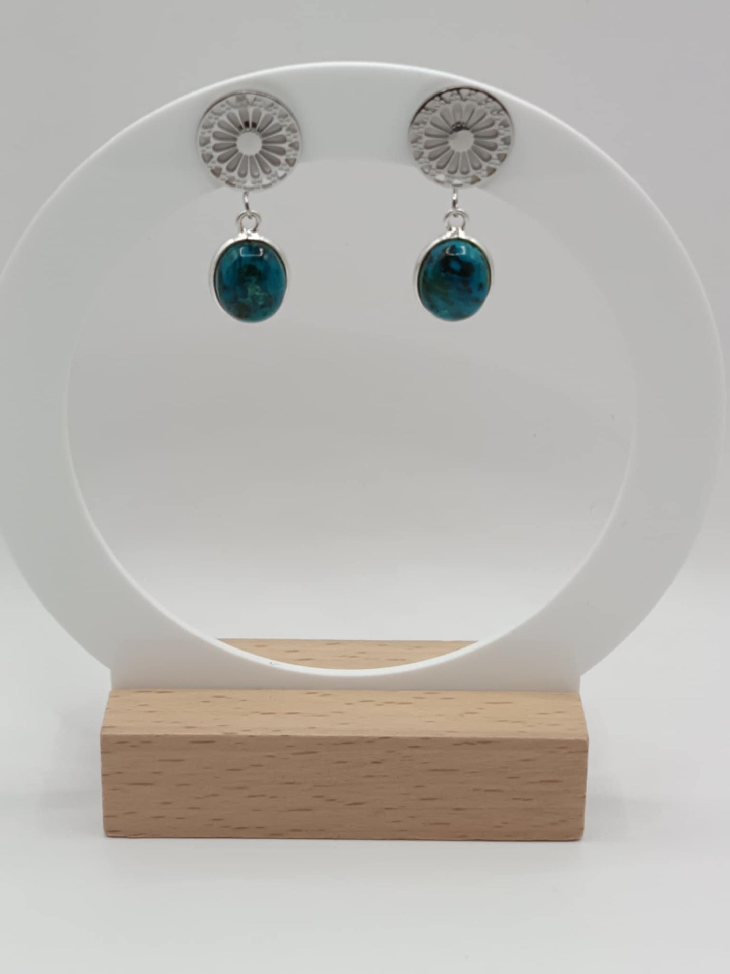 Boucles d'oreilles rosace et pierres au choix