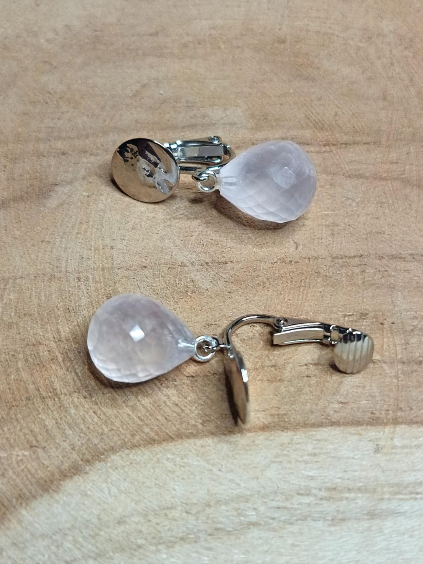 Clips d'oreilles argentés & pierres au choix