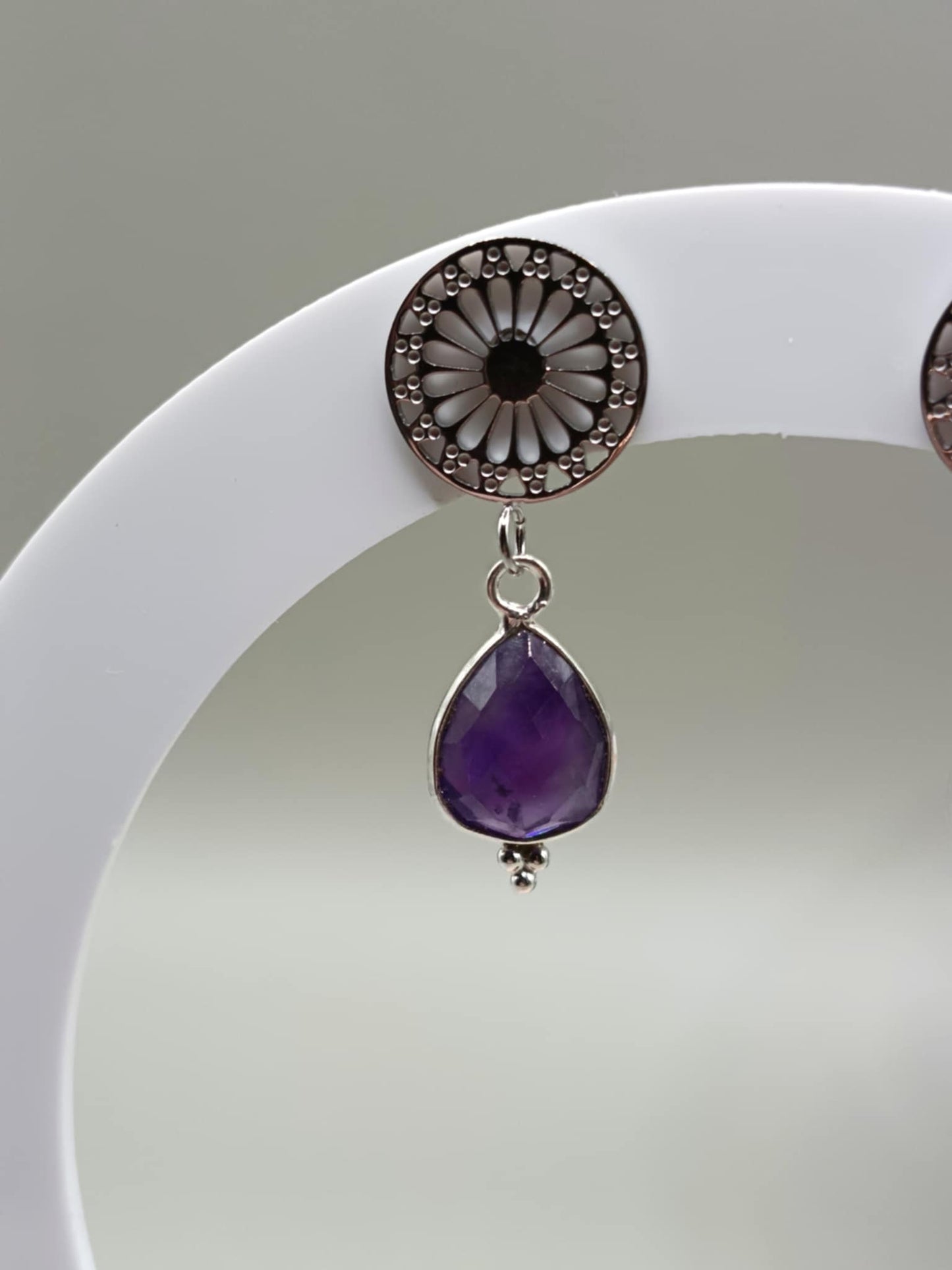 Boucles d'oreilles rosace et pierres au choix