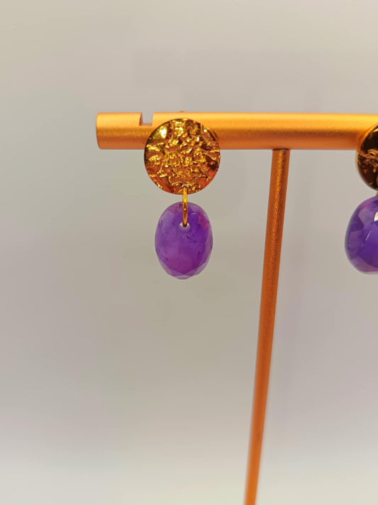 Clous d'oreilles dorés & Améthyste