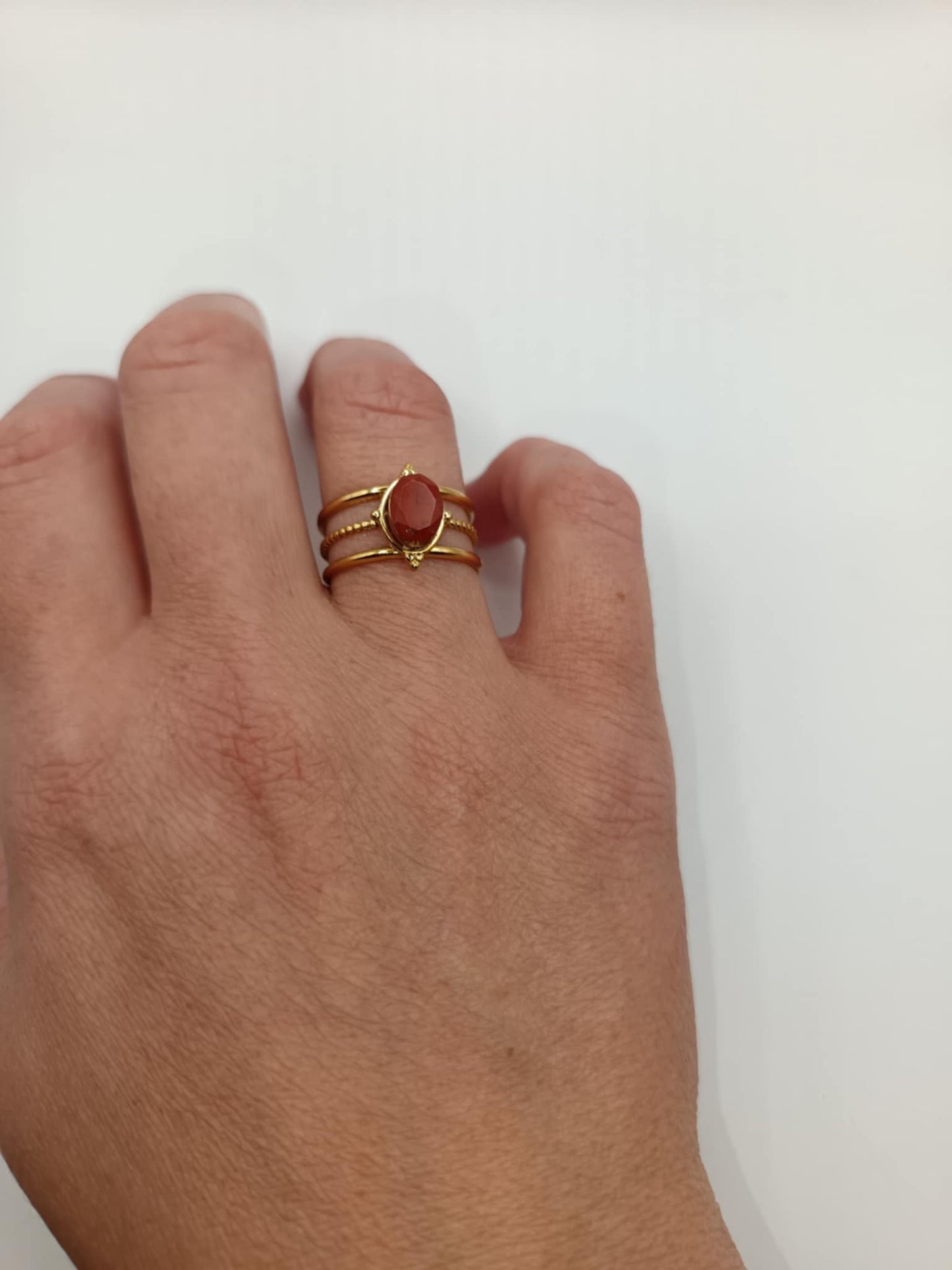 Bague dorée 3 branches & 12 pierres au choix