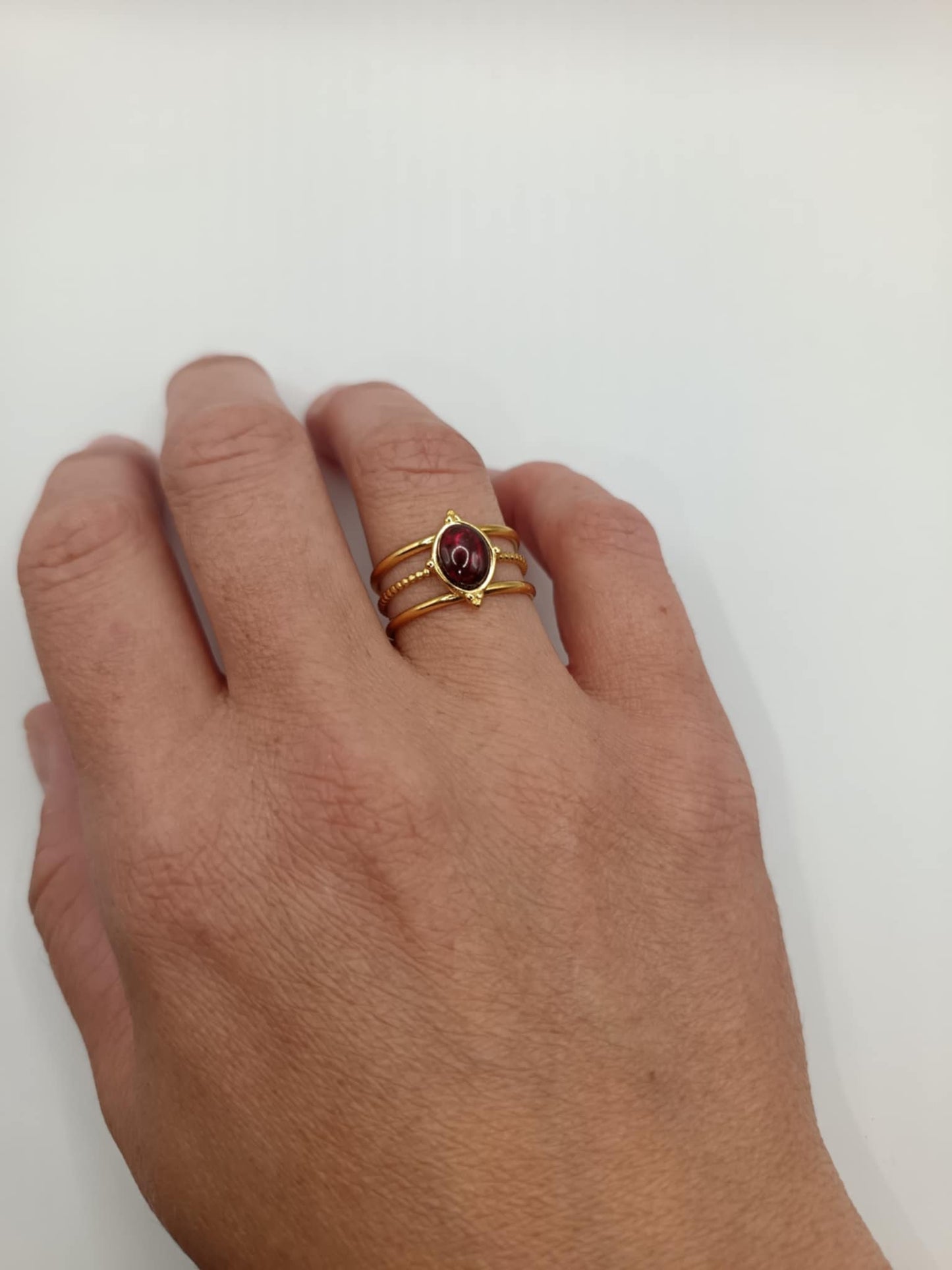 Bague dorée 3 branches & 12 pierres au choix