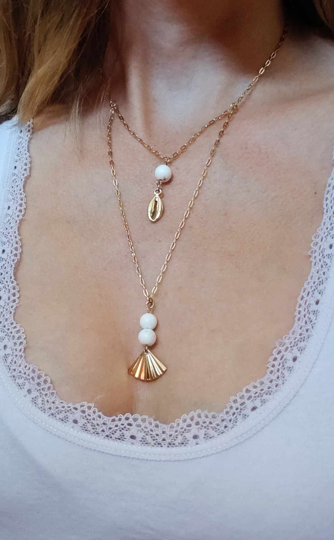 Collier doré double Magnésite